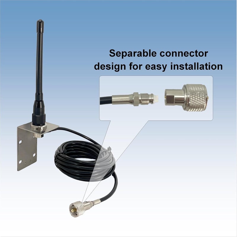 fmuser VM200 Marine Antenna, Durable 153-164Mhz Boat Radio Antenna with 16ft RG58 Coaxial Cable and L-Bracket, Ideal for Marine Radio - Image 3